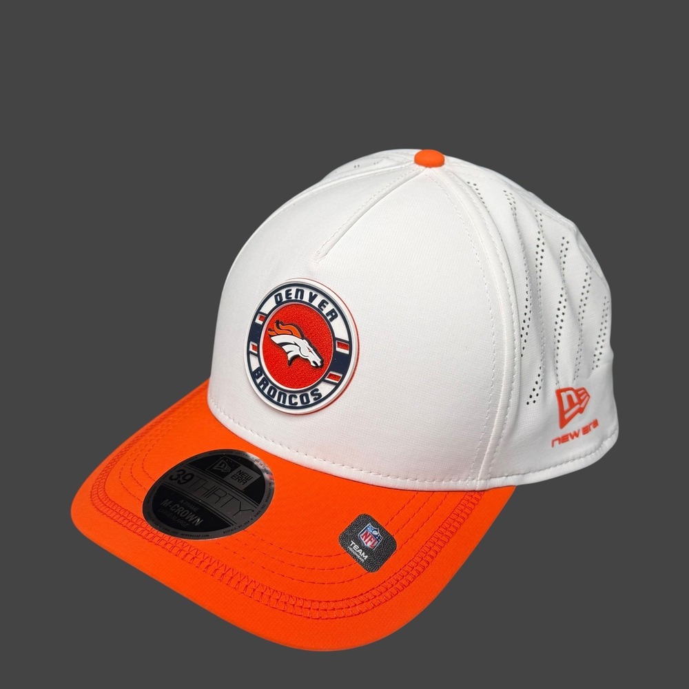 New Era Denver Broncos Hat Men Large/XL White Orange 39THIRTY A-Frame M-Crown
